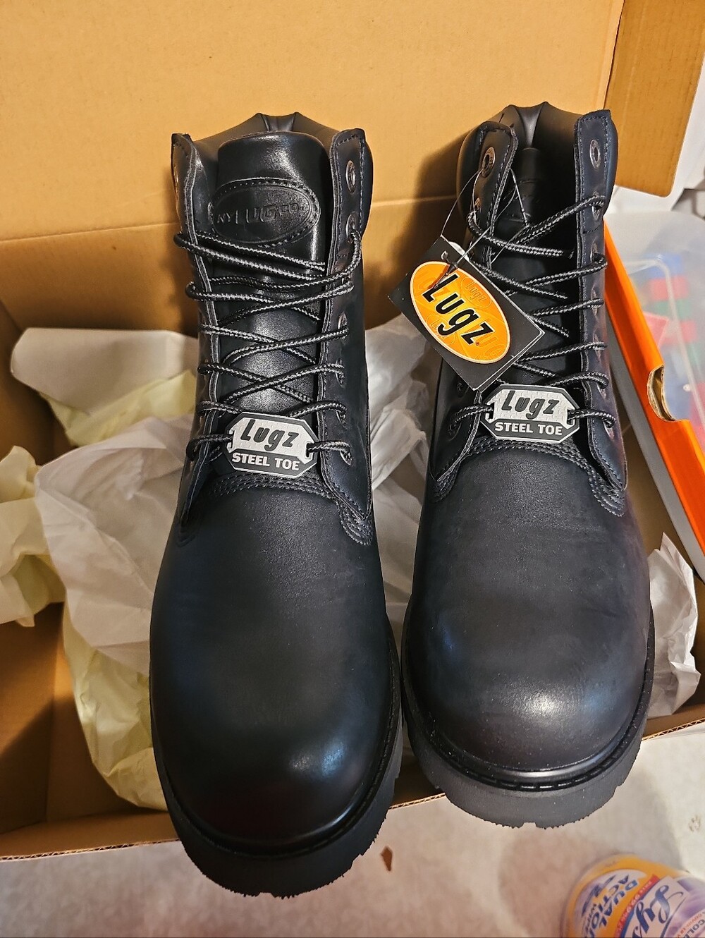 New Lugz Men’s Steel Toe Boots - Black Sz. 9D